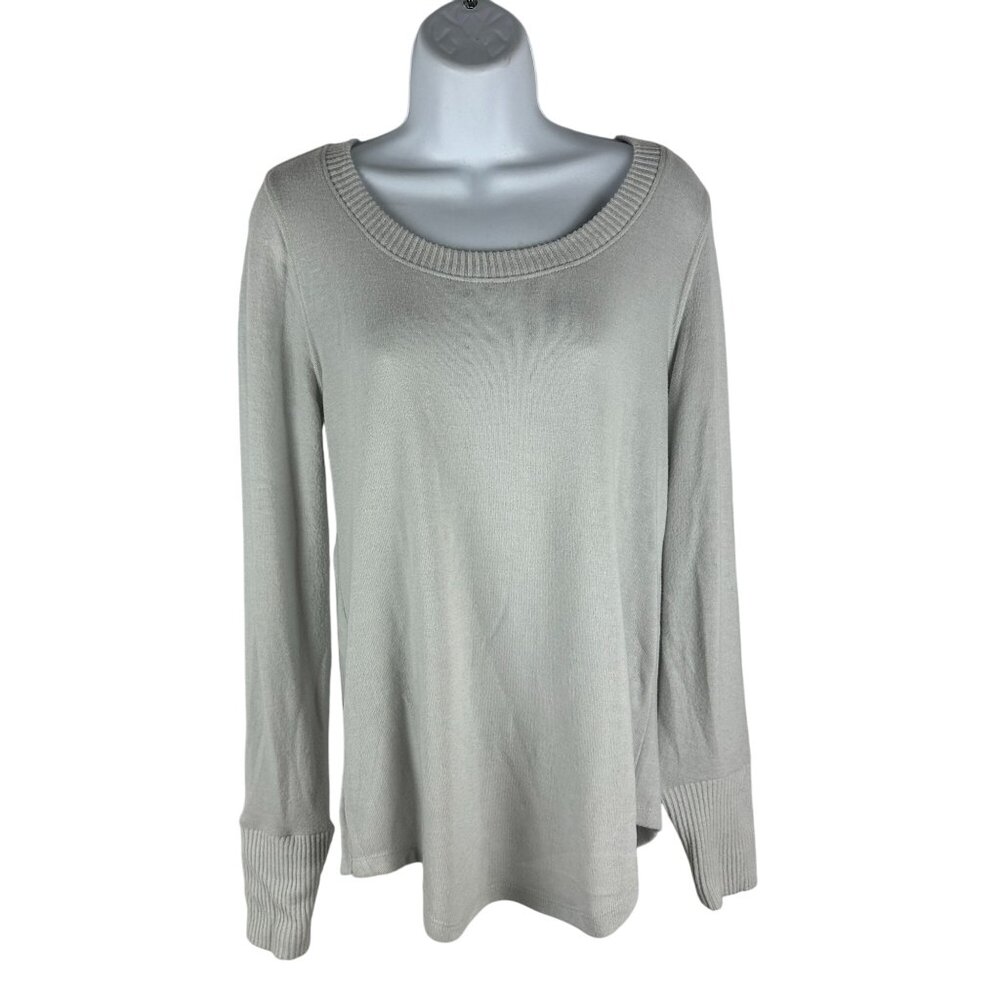 Loft Womens Light Gray Knit Sweater Top Size M Polyester Rayon